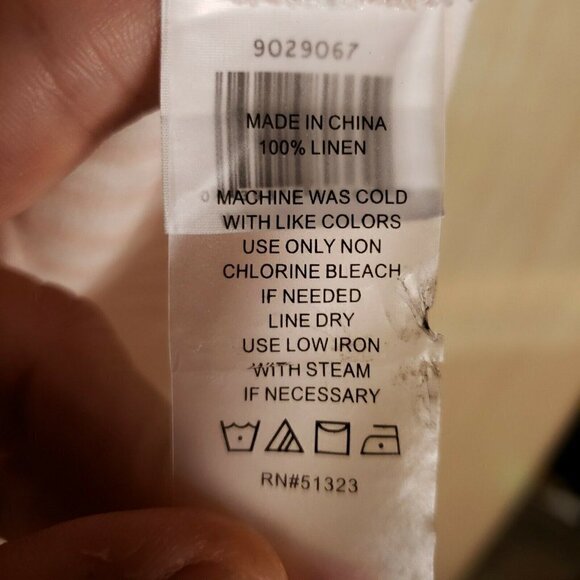 Vince Camuto Womens Linen Pink White Striped Short Sleeve Top Large - Picture 7 of 7